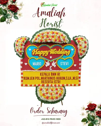 Karangan Papan Bunga Pernikahan di Warung Jaud